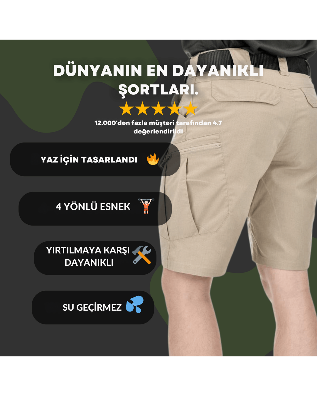 Ultra Esnek Su Geçirmez Gortex Askeri Şort